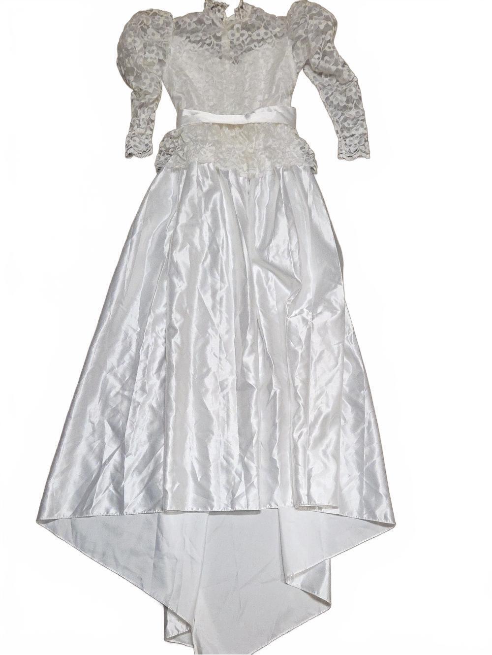 Lilly | White Lace & Satin High-Low Skirt | 40 (6US)